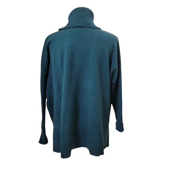 LOFT Size XS Dark Teal Cowl/Turtle Neck Sweater, Split Hem, Gentlly Used Cond. - Picture 6 of 13